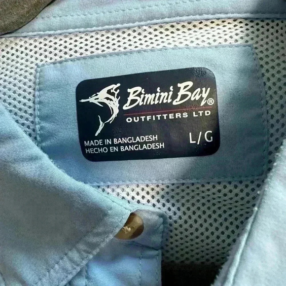 131.BIMINI BAY LONG SLEEVE SPF 30 BLOODGUARD Blue FISHING SUN SHIRT MEN'S SIZE L - Picture 7 of 7